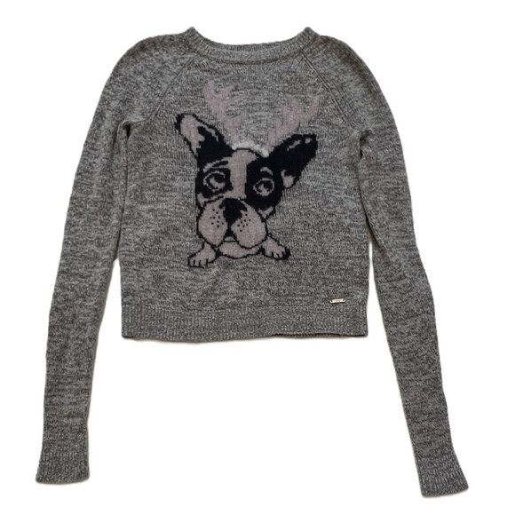 Y2K Cozy Christmas Abercrombie & Fitch Sweater w/Boston Terrier pic, Women's XS - Picture 1 of 6